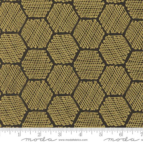 Honeycomb Geometrics in Black -- Bee Garden by Gingiber -- Moda Fabrics