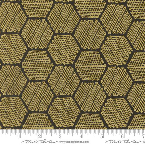 Honeycomb Geometrics in Black -- Bee Garden by Gingiber -- Moda Fabrics