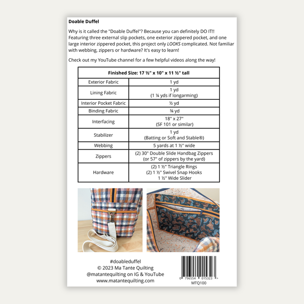 Doable Duffel (Paper Pattern)