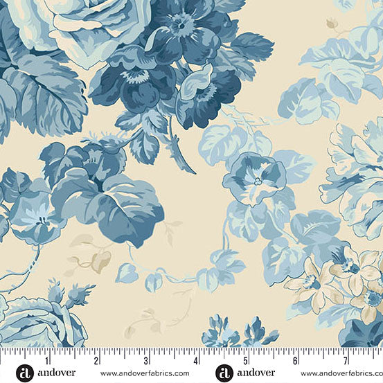 Rose Bouquet Porcelain -- Special Delivery by Laundry Basket Quilts -- Andover Fabrics