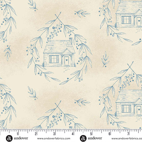 Cozy Cottage Blue Willow -- Special Delivery by Laundry Basket Quilts -- Andover Fabrics