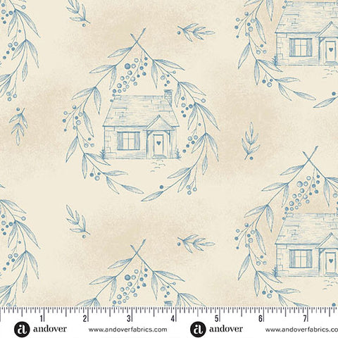 Cozy Cottage Blue Willow -- Special Delivery by Laundry Basket Quilts -- Andover Fabrics