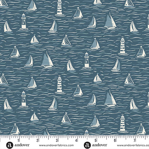 Driftwood by Makower UK Sailing Blue -- Andover Fabrics