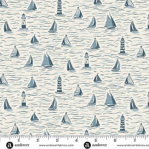 Driftwood by Makower UK Sailing Cream -- Andover Fabrics