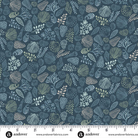 Driftwood by Makower UK Shells Blue -- Andover Fabrics