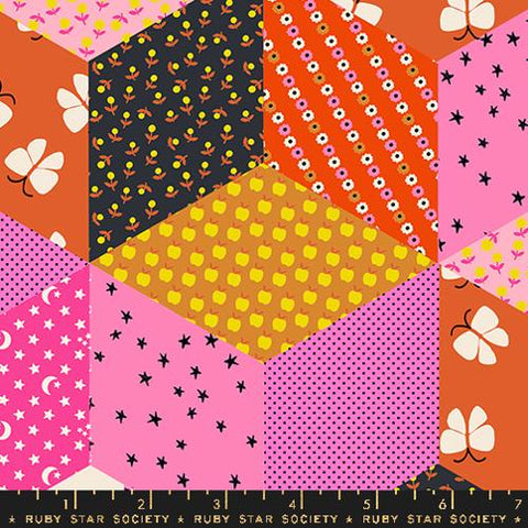 Tumbling Blocks Patchwork in Lucky Pink --  Ooh Lucky Lucky by Alexia Abegg for Ruby Star Society -- Moda Fabrics
