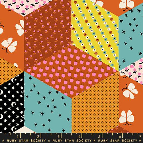 Tumbling Blocks Patchwork in Caramel --  Ooh Lucky Lucky by Alexia Abegg for Ruby Star Society -- Moda Fabrics