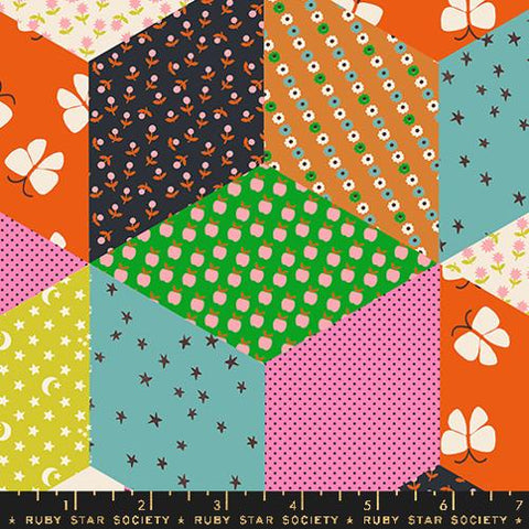 Tumbling Blocks Patchwork in Vivid --  Ooh Lucky Lucky by Alexia Abegg for Ruby Star Society -- Moda Fabrics