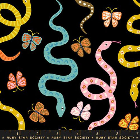 Garden Snake in Black --  Ooh Lucky Lucky by Alexia Abegg for Ruby Star Society -- Moda Fabrics