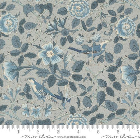 Oiseaux Florals Birds in Ciel Blue -- Sacre Bleu by French General for Moda Fabrics