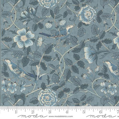 Oiseaux Florals Birds in French Blue -- Sacre Bleu by French General for Moda Fabrics