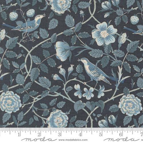 Oiseaux Florals Birds in Indigo -- Sacre Bleu by French General for Moda Fabrics