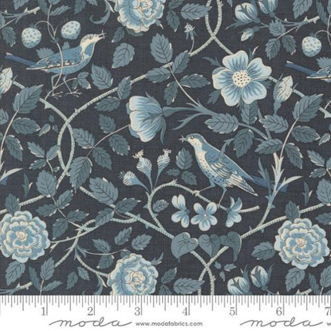 Oiseaux Florals Birds in Indigo -- Sacre Bleu by French General for Moda Fabrics