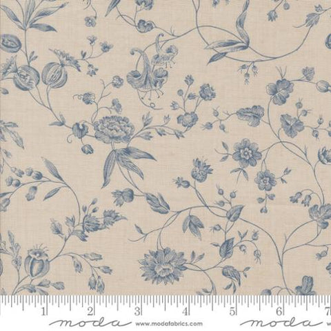 Pivoine Florals in Smoke French Blue-- Sacre Bleu by French General for Moda Fabrics