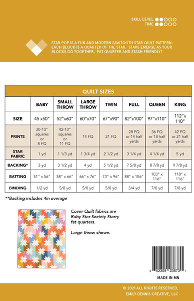 Star Pop PAPER Quilt Pattern