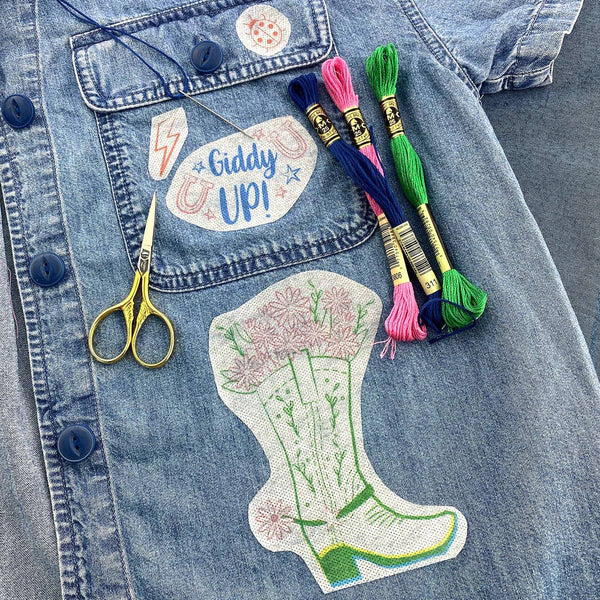 Stick It Stitch It Water Soluble Embroidery Patterns-Disco Cowgirl