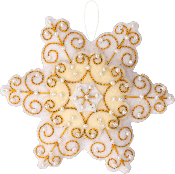 Bucilla Pearl Snowflakes Felt Ornaments set of 6