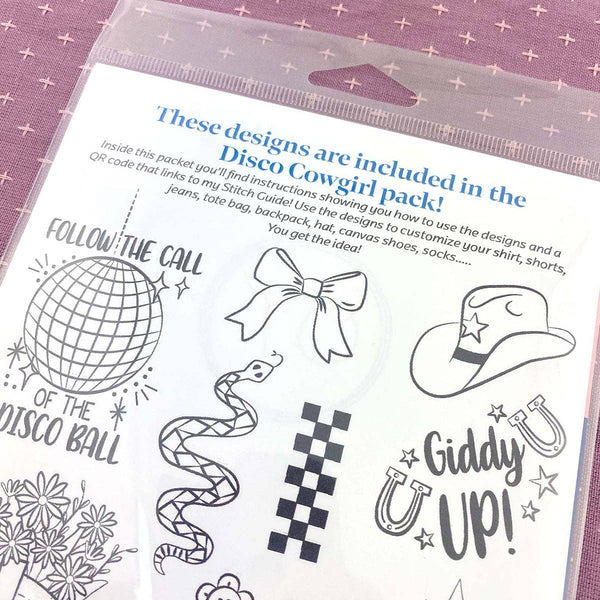 Stick It Stitch It Water Soluble Embroidery Patterns-Disco Cowgirl