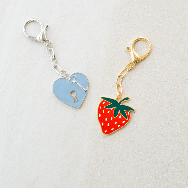 Enamel Bag Charm / keychain - Strawberry