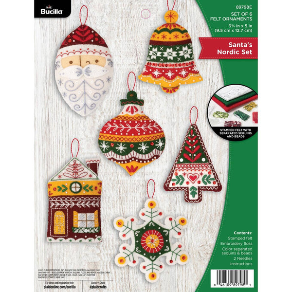 Bucilla® Santa’s Nordic Ornaments Felt Kit