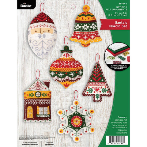 Bucilla® Santa’s Nordic Ornaments Felt Kit