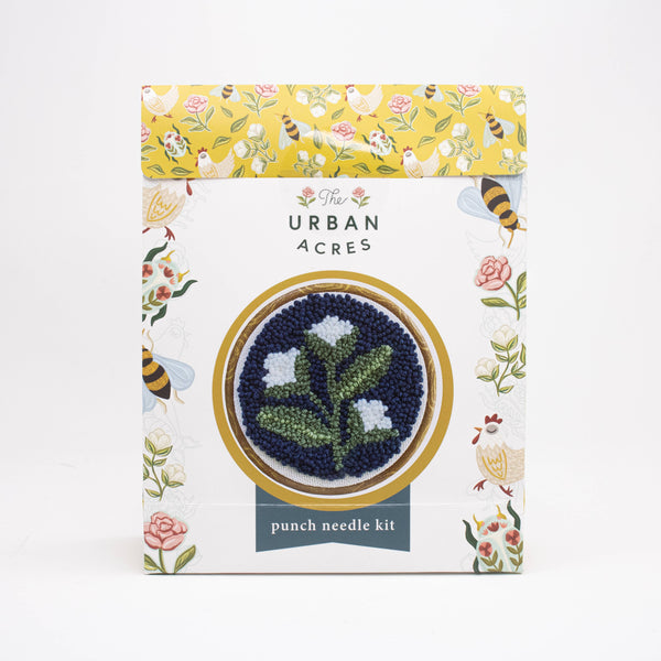 Blue Floral Punch Needle Kit