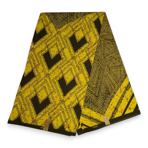 African Print Fabric - Yellow Diamonds - Polycotton