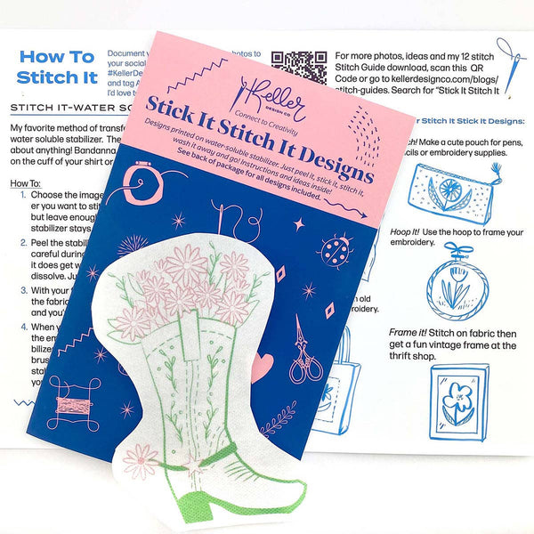Stick It Stitch It Water Soluble Embroidery Patterns-Disco Cowgirl