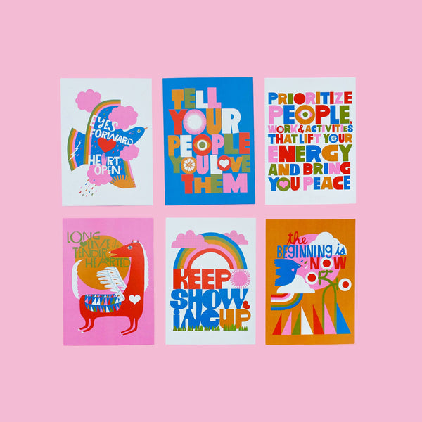 XL Postcard Set of 6 with Inspirational Messages