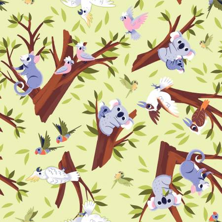 Light Green Canopy Critters -- Aussie Oz-Born by Mel Matthews -- Studio E Fabrics