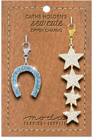 Cathe Holden Zipper Pulls 2ct  Horseshoe Stars -- Moda Fabrics