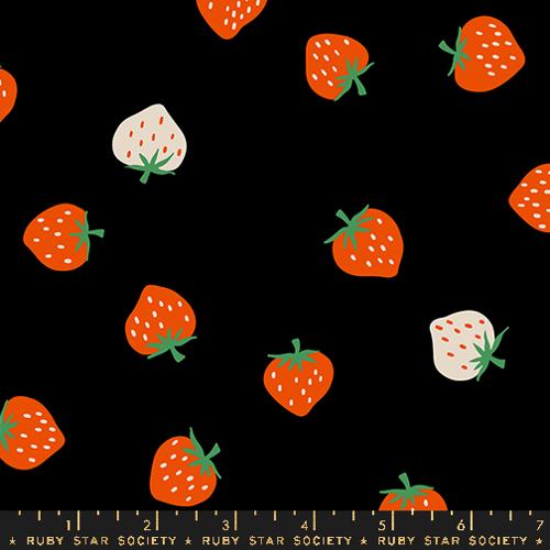 Strawberry Toss in Black -- Strawberry by Kim Kight -- Moda Fabrics