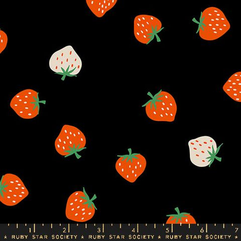 Strawberry Toss in Black -- Strawberry by Kim Kight -- Moda Fabrics