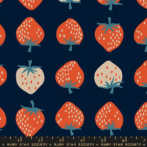 Strawberry Canvas Navy -- Strawberry by Kim Kight -- Moda Fabrics