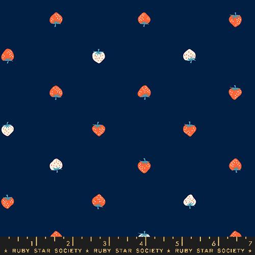 Strawberry Lawn Navy -- Strawberry by Kim Kight -- Moda Fabrics