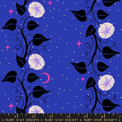 Moon Vines Florals in Blacklight -- Glow Garden by Sarah Watts -- Moda Fabrics