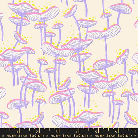 Fungi Novelty Mushrooms Whimsy in Natural -- Glow Garden by Sarah Watts -- Moda Fabrics