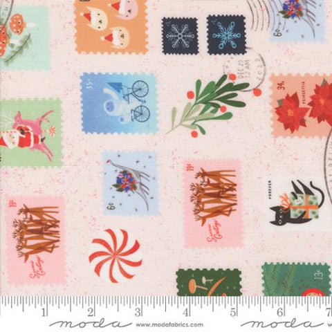 Christmas Stamps in Snow -- Tiny Christmas by Lizzy House -- Moda Fabrics