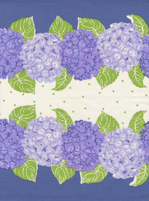 16" Classic Retro Floral Hydrangea Toweling -- Stacy Iest Hsu