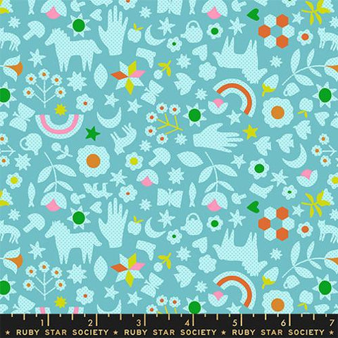 Little Luck in Turquoise -- Cat Nap by Alexia Abegg for Ruby Star Society -- Moda Fabrics