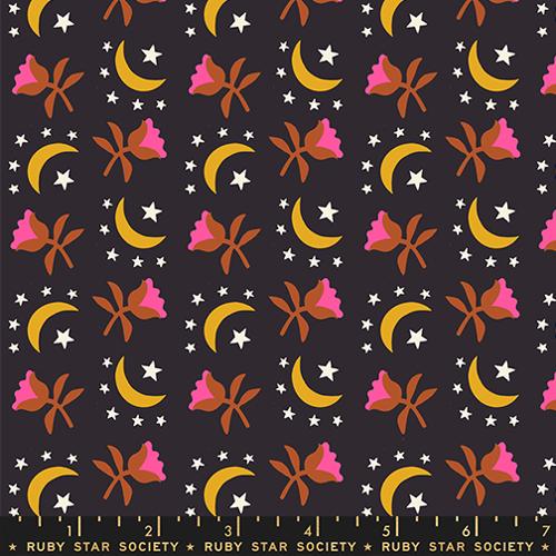 Moonflower 30s in Black -- Cat Nap by Alexia Abegg for Ruby Star Society -- Moda Fabrics