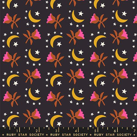 Moonflower 30s in Black -- Cat Nap by Alexia Abegg for Ruby Star Society -- Moda Fabrics