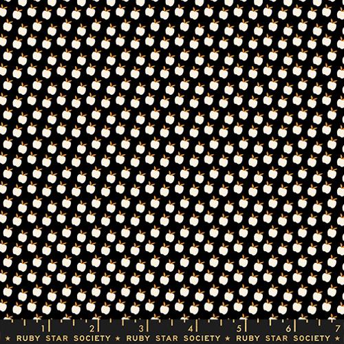 Ditsy Apples in Black -- Cat Nap by Alexia Abegg for Ruby Star Society -- Moda Fabrics