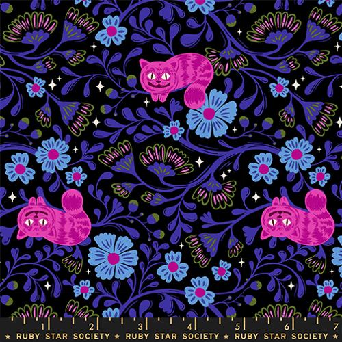 Cheshire Cats in Black -- Hello Alice by Sarah Watts for Ruby Star Society -- Moda Fabrics