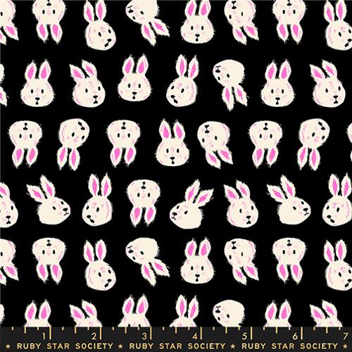 Rushing Rabbit in Black -- Hello Alice by Sarah Watts for Ruby Star Society -- Moda Fabrics