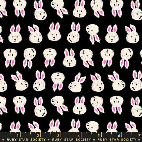 Rushing Rabbit in Black -- Hello Alice by Sarah Watts for Ruby Star Society -- Moda Fabrics