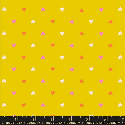 Hearts Ditsy Blender in Golden Hour --Best Day Ever by Melody Miller for Ruby Star Society -- Moda Fabric