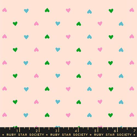 Hearts Ditsy Blender in Peach Cream --Best Day Ever by Melody Miller for Ruby Star Society -- Moda Fabric