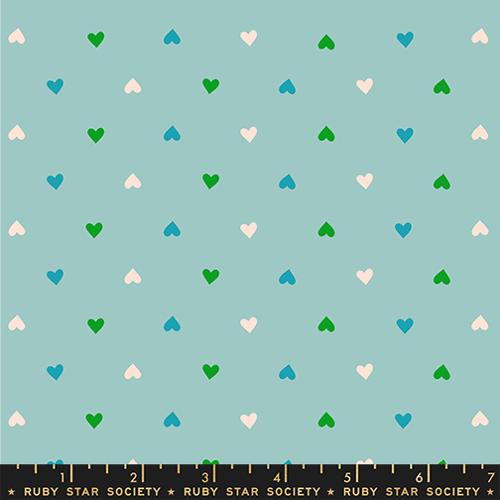 Hearts Ditsy Blender in Turquoise --Best Day Ever by Melody Miller for Ruby Star Society -- Moda Fabric