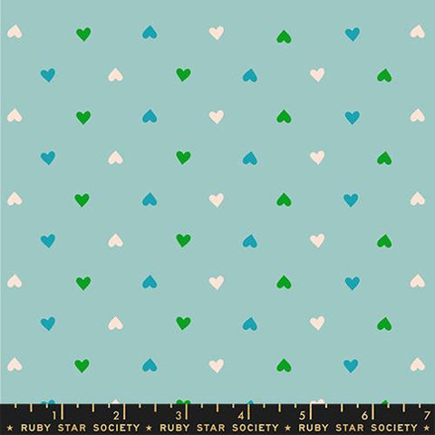 Hearts Ditsy Blender in Turquoise --Best Day Ever by Melody Miller for Ruby Star Society -- Moda Fabric